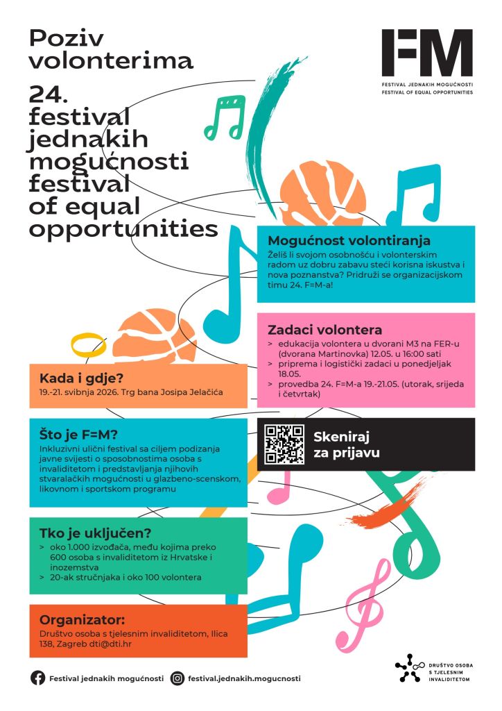 Poziv za suradnju i volontiranje na 24. Festivalu jednakih mogućnosti